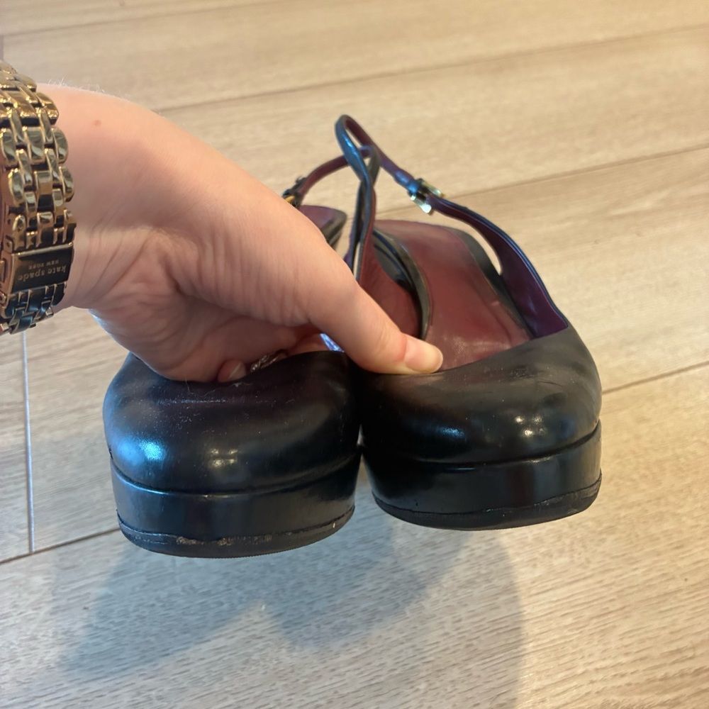 Prada Vintage Leather Women’s Slingback Platform Pumps Heels Black Size 39/9 US - Picture 7 of 12